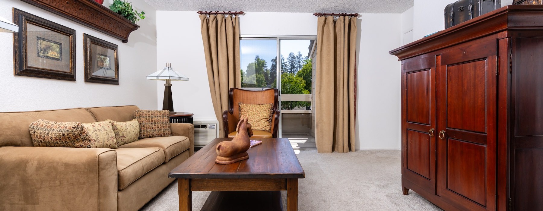 living room with a couch and coffee table